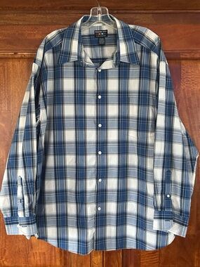 Alexander Julian Blue and White Plaid Button-Up Shirt
